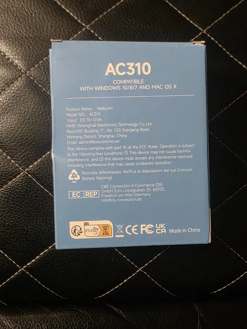 AC310 Black Webcam – HD USB Webcam with Built-In Mic